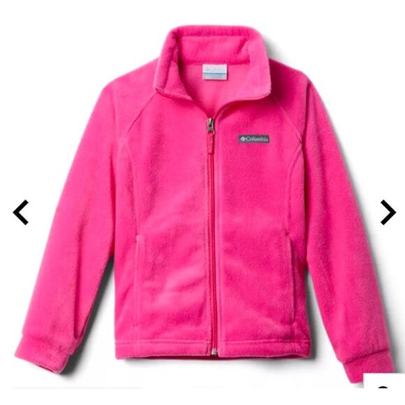 Columbia Girls Bubblegum Pink Ice Benton Springs Full Zip Fleece Jacket Size 5 - Picture 2 of 14